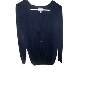 EUC Pure Collection Blue Cardigan Sweater V-Neck Knit
